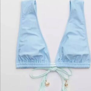 Aerie Turquoise Bikini Top with Tassel Ties